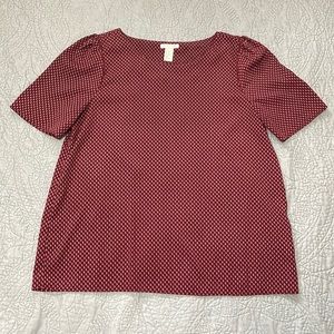 H&M Dark red blouse with leaf print design